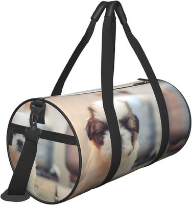 Біла та коричнева дорожня сумка-мішок, довговічна, спортивна сумка для чоловіків та жінок, ідеальна для цуценят, велика спортивна сумка