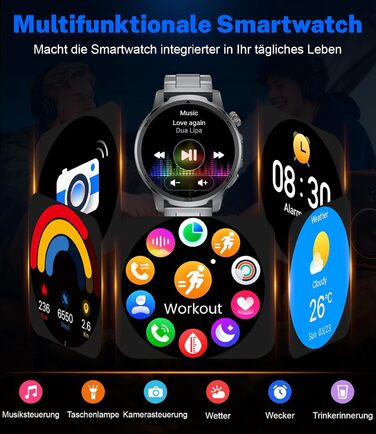 Розумний годинник FEELNEVER Military для чоловіків з акумулятором 1000 мАг/великим сенсорним екраном HD 1,85 дюйма/світлодіодним підсвічуванням, фітнес-годинник з 2 ремінцями/110 спортивних режимів, відстеження серцевого ритму/сну, водонепроникний IP68, г