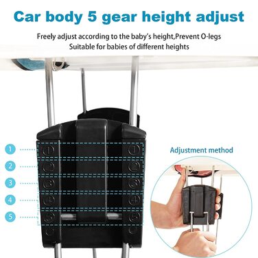 Складані дитячі ходунки - Підходять для коліс висотою 66-80 см, допоміжні засоби для ходьби для хлопчиків та дівчаток, тихі, з захистом від перекидання, складаний стільчик (білий)