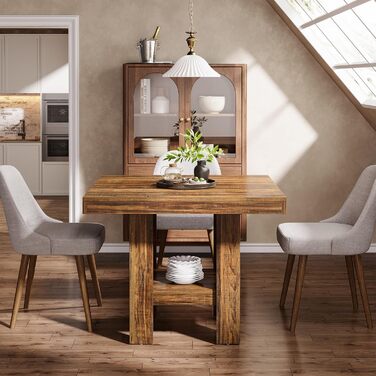 Квадратний обідній стіл Tribesigns для 2 осіб, 80 x 80 x 75 см, обідній стіл у стилі індустріального стилю, дерев&39яний кухонний стіл для їдальні, невеликий простір, вітальня, рустикальний коричневий