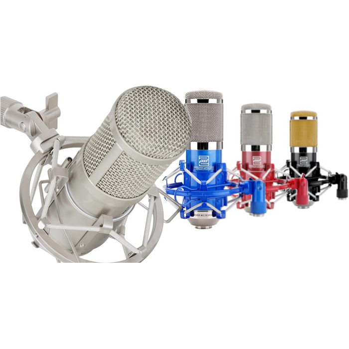 Студійний конденсаторний мікрофон Pronomic CM-100S з великою діафрагмою, XLR (з павуком, чохлом, вітрозахистом, перехідником), сріблястий