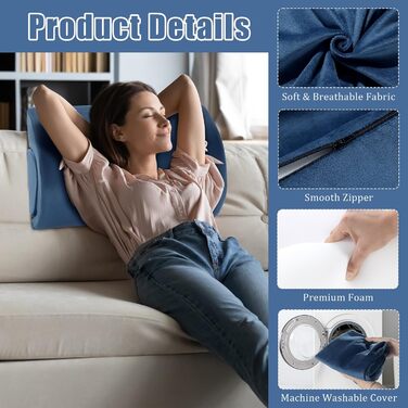 Подушка для колін ROYALAY Crescent для ніг, колін, попереку та голови, регульована, напіввигнута, кругла, подушка для підтримки поперекового відділу хребта для сну в ліжку, для здоров&39я, велика подушка Crescent, темно-синя