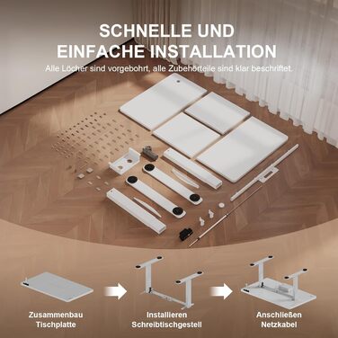 Стіл з регульованою висотою 160 x 80 см з кабельним лотком, Електрично регульований по висоті стіл для роботи стоячи з USB-портом, Комп&39ютерний стіл, Ергономічний стіл для роботи сидячи та стоячи, Офісний стіл, Білий 160 x 80 см