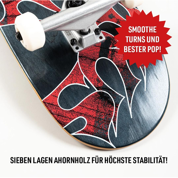 Комплектний скейтборд Скейтборд для дорослих, підлітків та дітей від 9 років, для початківців та досвідчених райдерів, потрійний класичний логотип, чорний колір, 7.75&39