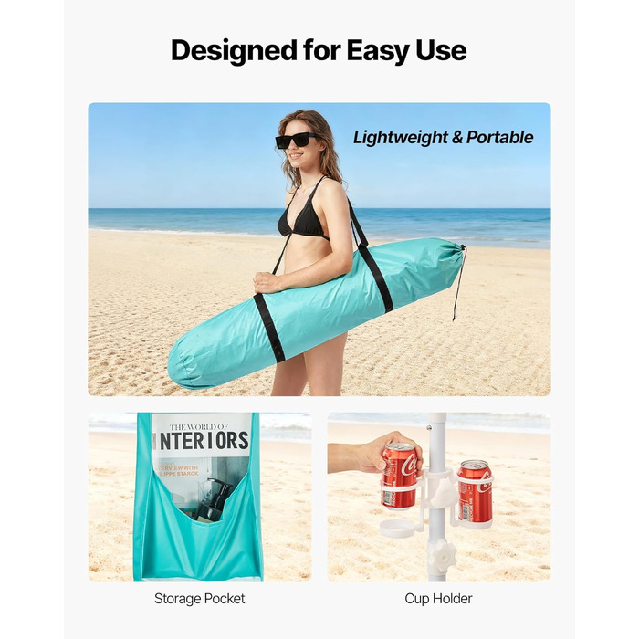 Пляжний намет VEVOR, 2,4 x 2,4 м з бічною стінкою, захист від сонця UPF 50, пляжний павільйон з мішками з піском, регульована по висоті портативна сонцезахисна навіс для родини та друзів, зелений