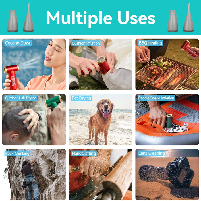 Електричний повітродув Kica JetFan 2 - заміна розпилювача стисненого повітря, що перезаряджається, ручний повітродув, міні-повітродув для ноутбука, клавіатури, автомобіля, дивана, офісного обладнання, 22500-101000 обертів за хвилину - чорний