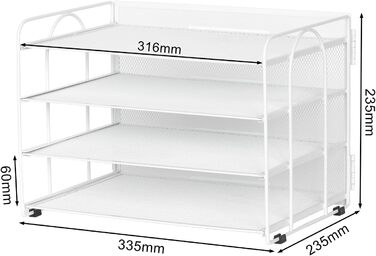 Металевий офісний органайзер EasyPAG з 4 відділеннями A4, тримач для документів, лоток для файлів, тримач для журналів, лоток для листів, органайзер для паперових журналів, білий