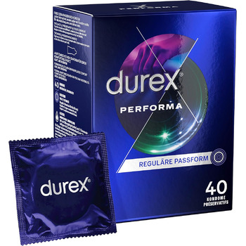 Презервативи Durex Performa презервативи, що розширюють дію, з 5 гелем, що містить бензокаїн, і легка форма 40 упаковок (1 x 40 шт. ) 40 шт. (1 упаковка)