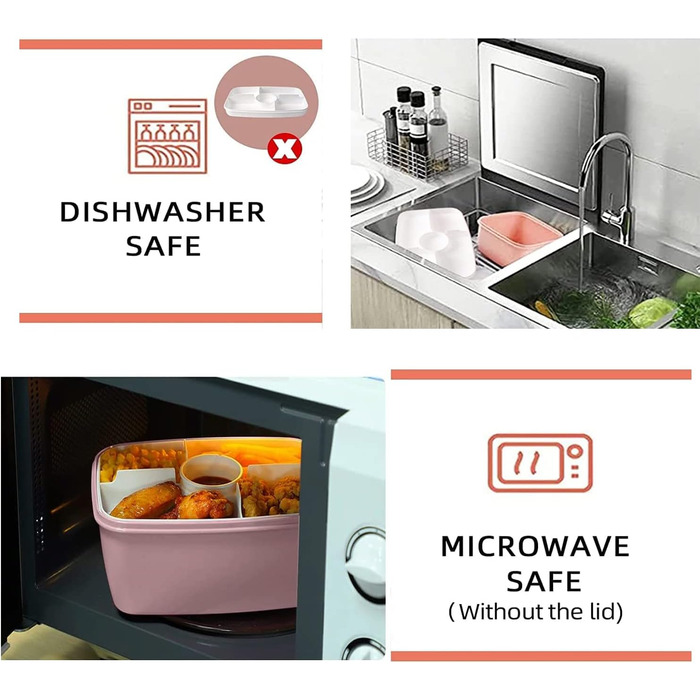 Ланч-бокс для дорослих великий, салатна коробка 2000 мл на винос, ланч-бокс для дорослих зі столовими приборами, бенто-бокс з відд