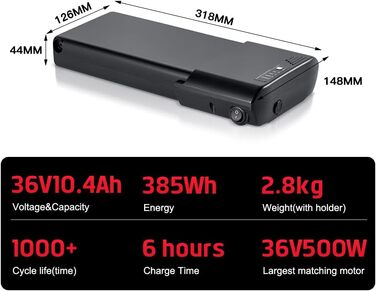 Акумулятор SEASON для електровелосипеда Pedelec 36V 10.4Ah / 14Ah Замінний акумулятор Літій-іонний акумулятор для електровелосипедів Pedelec від Ansmann Aldi MIFA (без корпусу акумулятора) 36V10.4Ah - БЕЗ зарядного пристрою