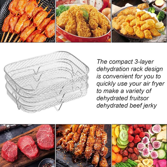 Стійка для фритюрниці, 304 Решітка для дегідратації для фритюрниці з нержавіючої сталі Багатофункціональна багатофункціональна багатошарова фритюрниця Сковорода-гриль Аксесуари для фритюрниць, сумісні з Ninja Foodi Подвійна фритюрниця 19 * 13 * 9 см