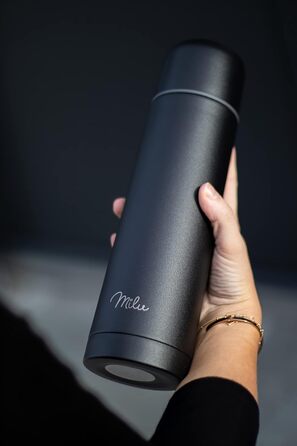 Термос Milu, ізольована пляшка, 1 л, 750 мл, 500 мл - ізольована пляшка для пиття з нержавіючої сталі, 100 герметична, з подвійною ізоляцією (чорна, 1000 мл) 1000 мл чорний