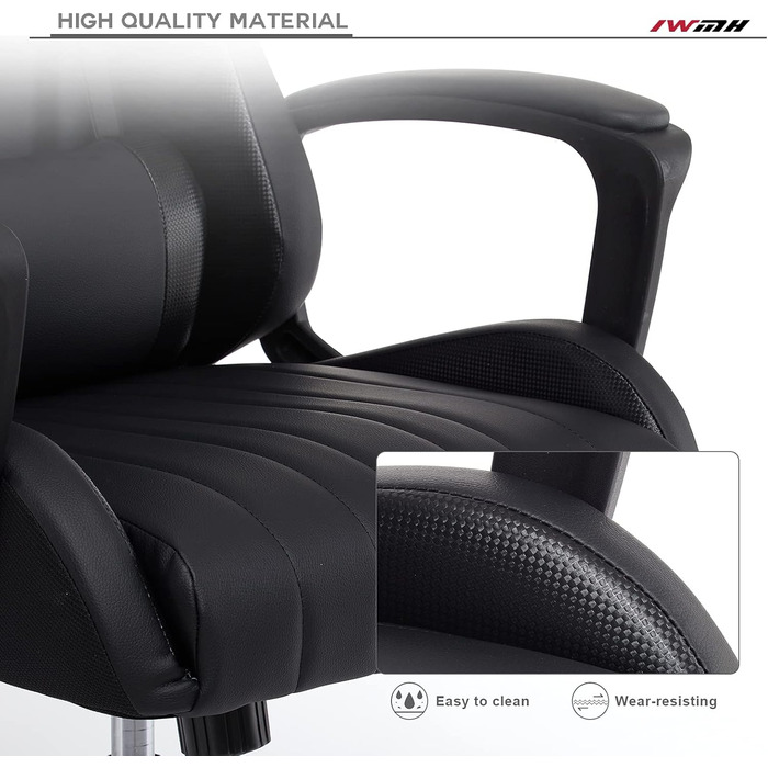 Ігрове крісло IntimaTe WM Heart, ергономічне ігрове крісло, офісне крісло з регульованим підголівником та поперековою опорою, комп&39ютерне крісло з високою спинкою, 52 x 49 x 130 см (чорне) Чорний 52 Г x 49 Ш x 130 В см