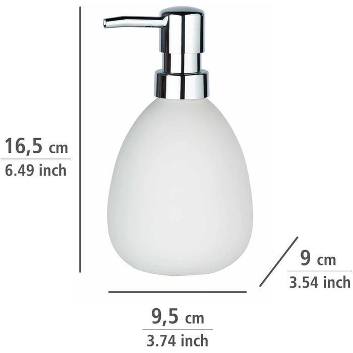 Дозатор для мила WENKO Polaris, багаторазовий дозатор для рідкого мила та лосьйону з високоякісної кераміки, 9,5 x 16 x 9 см, об'є