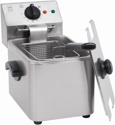 Професійна електрична фритюрниця METRO GDF3004, фритюрниця з нержавіючої сталі, 4 літри, 2500 Вт, швидке нагрівання, з кришкою, захисний термостат, холодна зона, нековзні ніжки