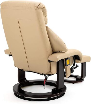 Крісло-реклама Mingone з функцією відкидання, електричне крісло для телевізора з підставкою для ніг, масажне крісло з функцією підігріву, крісло для телевізора для вітальні, поворотне на 360, штучна шкіра, бежевий