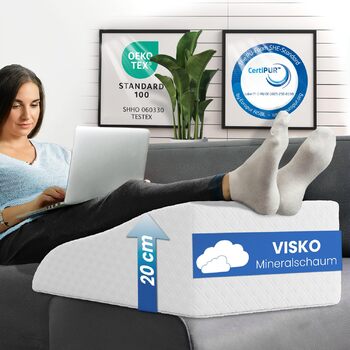 Подушка для підняття ніг ELONEO з піни з ефектом пам&39яті, подушка для ніг для полегшення, позиціонуюча подушка зі знімним чохлом, 65x40x20 см, білий середньо-білий