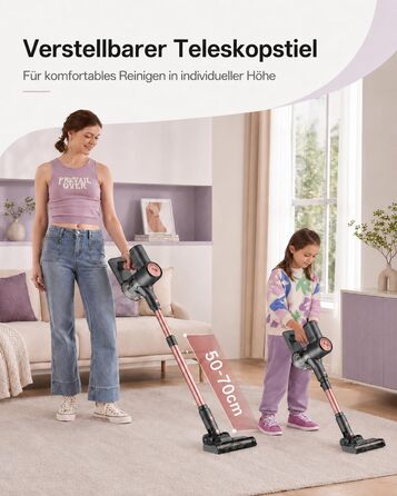 Акумуляторний бездротовий пилосос Vexilar V10PRO (45kPa/450W/45хв) для збирання шерсті тварин, Pinkgold