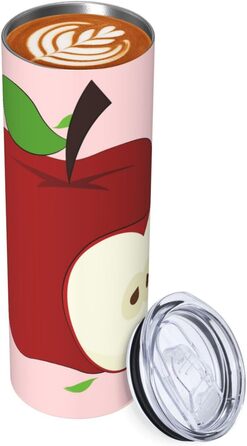 Кухоль з прямою трубочкою, 590 мл, мультяшний, червоні фрукти, принт, дорожній кухоль, підходить для кемпінгу, офісу та дому
