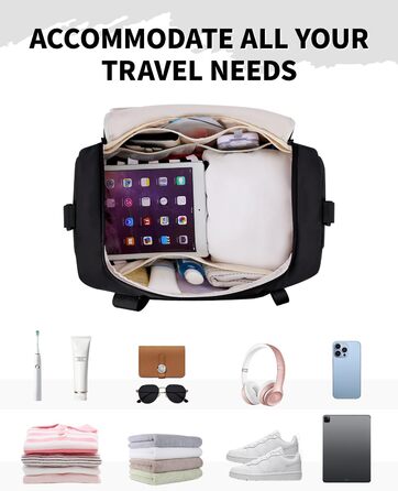 Жіноча дорожня сумка WANDF, сумка для ручної поклажі Easyjet, 45x36x20 см, велика спортивна сумка з відділенням для взуття та відділенням для вологих речей, дорожня сумка на вихідні для жінок та чоловіків для подорожей літаком та використання в спортзалі 