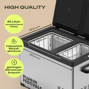 Електричний холодильник-бокс - 2-секційний компресорний холодильник-бокс 12V 230V - до -20 градусів та керування за допомогою застосунку - Морозильна камера для автомобіля та кемпінгу - DUAL Ice Cube Electric (38 літрів)