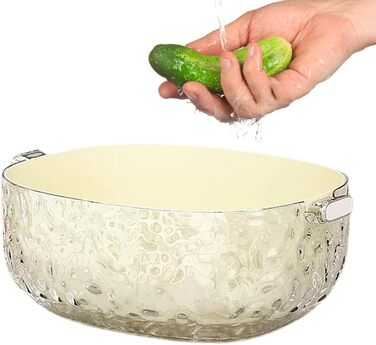 Мийна чаша з ситом, багатофункціональний двошаровий кошик - і мийка для овочів, для дому, пікніка, кемпінгу, холодильника як перекус для ягід, таких як полуниця, кавуни та помідори, як жовті