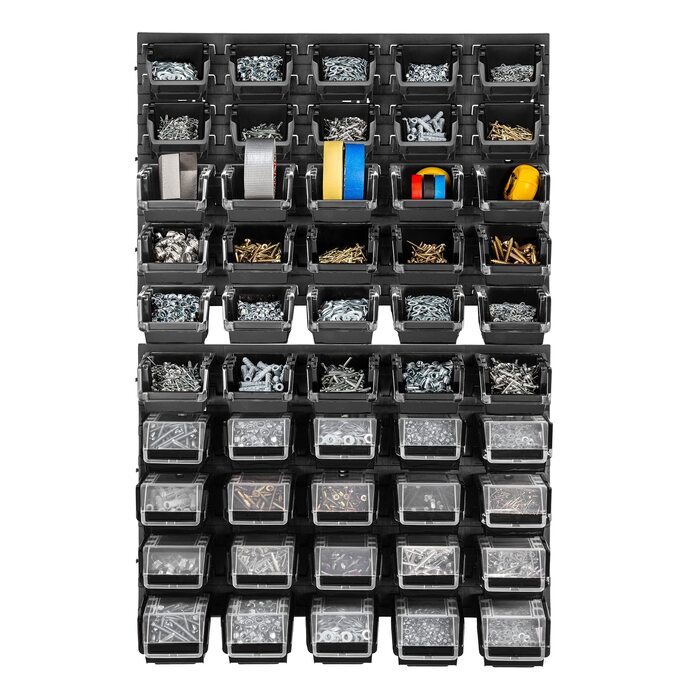 Настінний стелаж для майстерні KADAX, система зберігання 58x78 см, виготовлена з міцного пластику, стійкий до ультрафіолету, розширювані стінові панелі, стелаж для гаража (чорний, 50 шт. v2) 50 шт. v2 Чорний