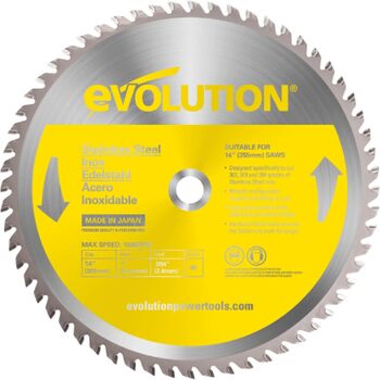 Evolution Power Tools S355TCT-90CS – Пильний диск з нержавіючої сталі 90T TCT, 355 мм, для поперечного різання Evolution Power Tools S355TCT-90CS – Пильний диск з нержавіючої сталі 90T TCT, 355 мм, для поперечного різання