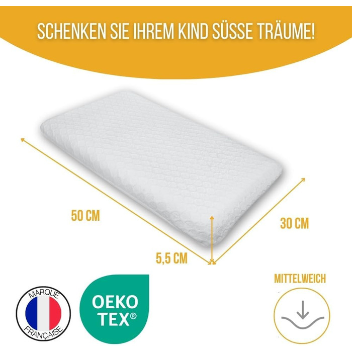 Дитяча подушка Inphysio Soft з піни з ефектом пам'яті - Гіпоалергенне бамбукове волокно - Ефективний сон для дітей - Ергономічна ш