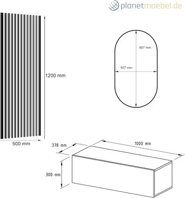 Вішалка для передпокою Planetmbel золотий дуб 100 см, настінна панель 50 см золотий дуб/антрацит з дзеркалом 50 см (без світлодіод