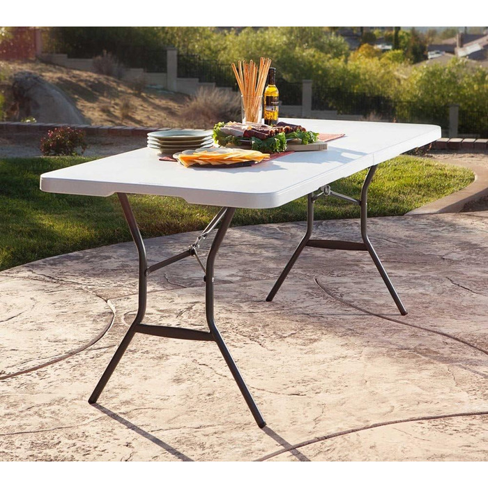 Прямокутний розкладний стіл Lifetime, білий, гранітний вигляд, 185 x 76 x 74 см (92105)