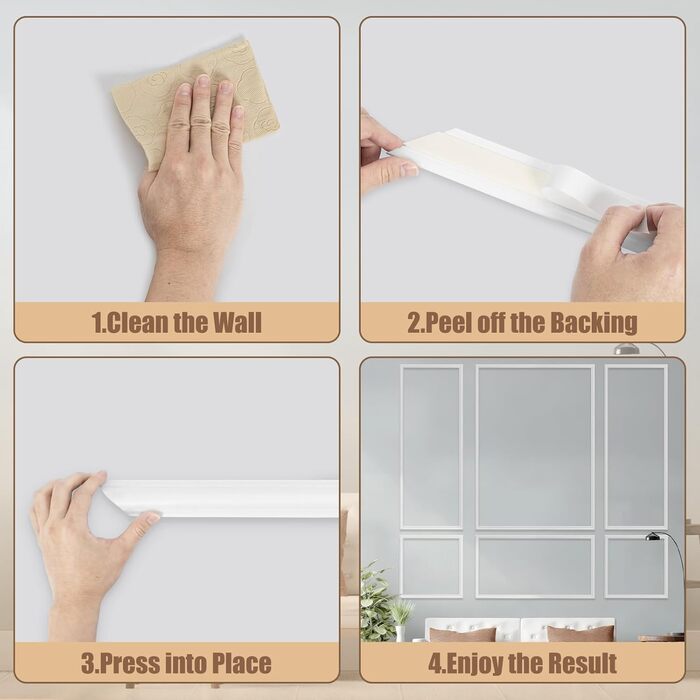 Комплект для настінного молдингу AKOZLIN, що знімається та наклеюється, попередньо нарізані панелі для обшивки стін, легко встановлюються, самоклеючі акцентні оздоблення, декор стін для офісу, дому, спальні, вітальні, 3 комплекти - 3 верхні, 3 нижні, 143 