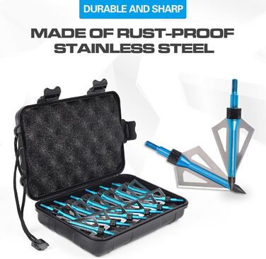 Наконечники стріл 100 гран (вкручувані) — для зовнішнього використання, сині, 12 шт. + пластиковий кейс