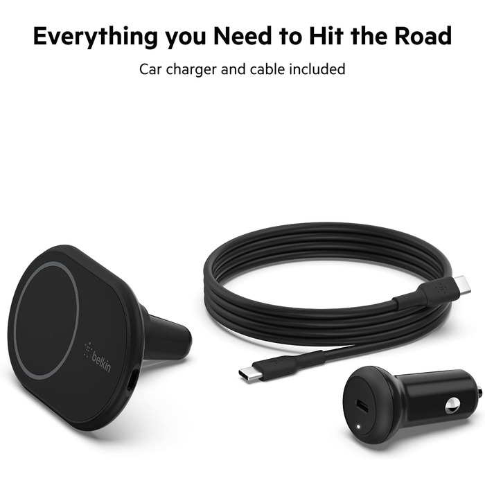 Магнітний бездротовий автомобільний зарядний пристрій та кріплення Belkin для iPhone 14/13/12 серії