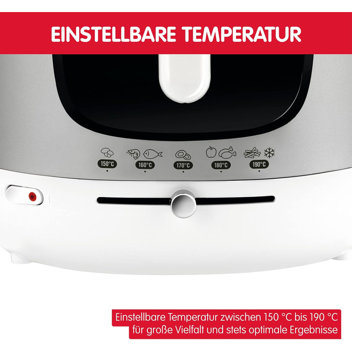 Фритюрниця Moulinex AM4800 Mega 2 кг Фритюрниця з олією Фільтр проти запаху регульована температура легке очищення хрустка картопля фрі 1,800 Вт місткість до 8 осіб Білий/Сріблястий Великий