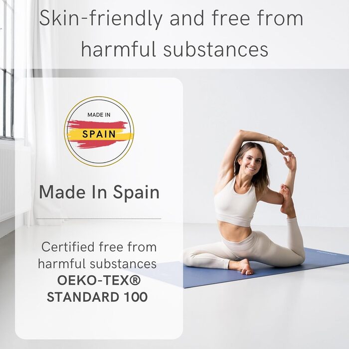 Килимок для йоги LOTUSCRAFTS Arise, нековзний, зроблено в Іспанії, килимок для йоги з натурального каучуку, 185 x 65 x 0,4 см, колір індиго