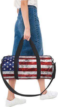 Спортивна сумка для подорожей, сумка на ніч, з принтом американського прапора, День Незалежності, 4 липня, чорна, універсальний розмір
