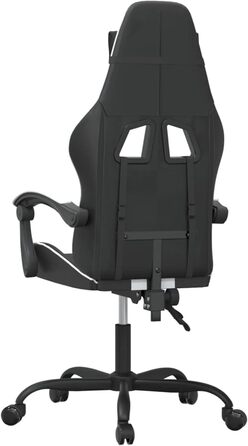 Геймерське крісло з функцією відкидання, штучна шкіра чорний/білий, 57,5x59,5x121-131 см, для ігрового досвіду Модель 3143823