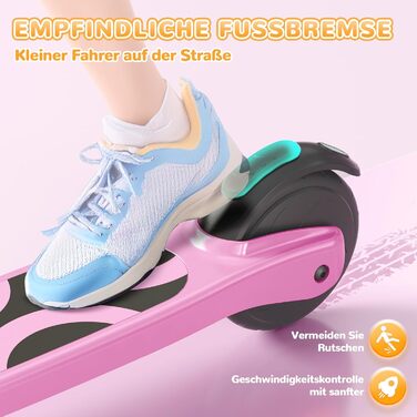 Дитячий електросамокат SISIGAD (6-10 років), 5,3-дюймовий дитячий електросамокат з миготливими світлодіодними вогнями та 3 регульованими висотами, двигун 45 Вт, макс. 10 км/год, максимальне навантаження 70 кг, YD531S рожевий-2