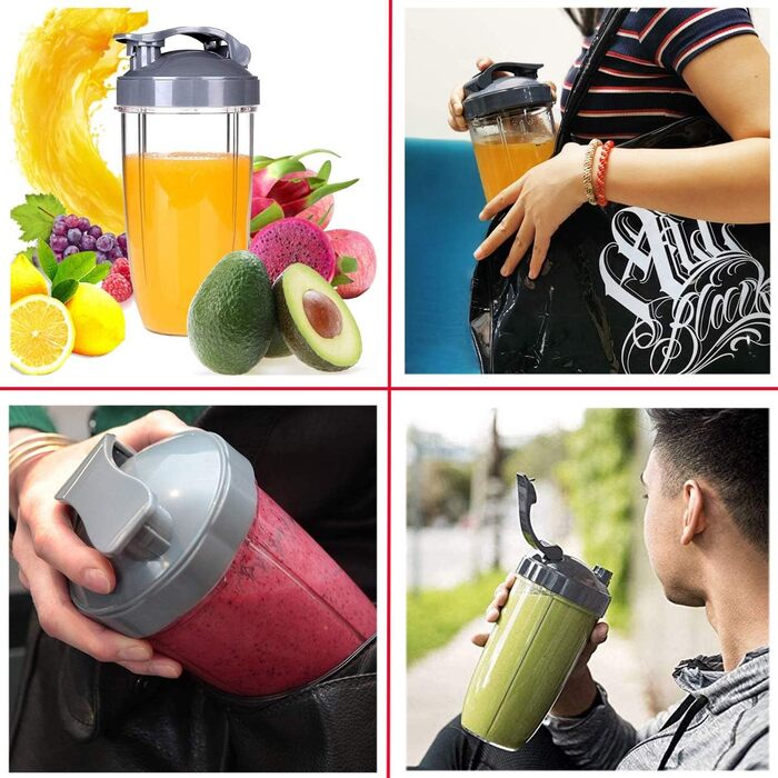 Запчастини для NutriBullet, 2 чашки по 0,9 л, 2 відкидні кришки, 2 прокладки та щітка для чищення для NutriBullet 600 Вт та 900 Вт (7 шт. )