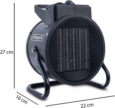 Електричний обігрівач Scheppach EH3000 3000 Вт 2000 Вт Плавне регулювання Потік повітря 320 м/год 585 C Керамічний вентилятор-обігрівач До 60 кубічних метрів 3 рівні нагріву Захист від перегріву та ручка для перенесення