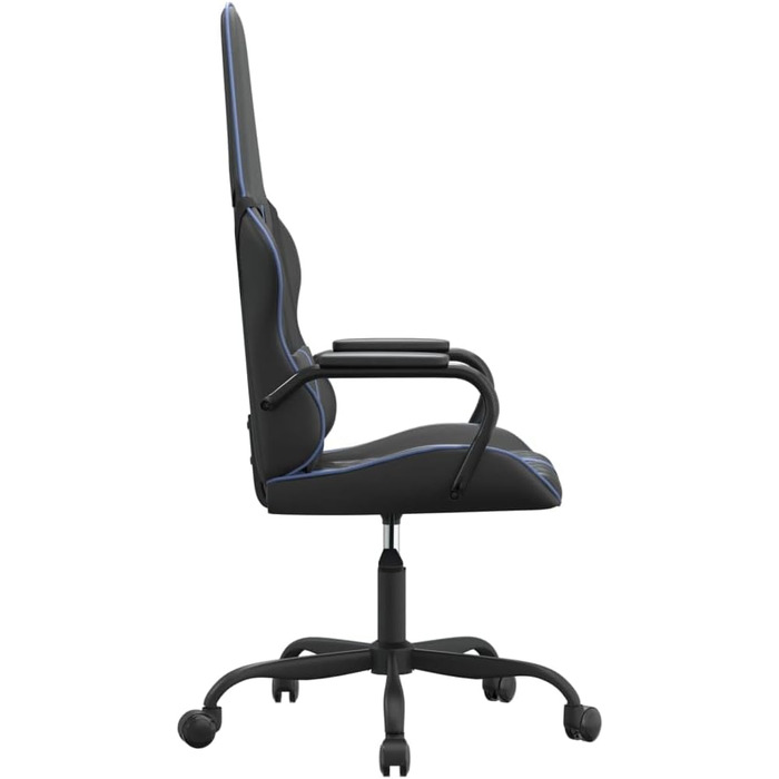 Геймерське крісло, чорно-синє, штучна шкіра, регульоване по висоті, обертове, з колесами, для офісу та ігор