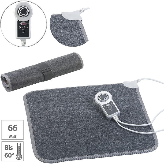 Килимок для ніг з підігрівом infactory килимок для підлоги з підігрівом, неткане полотно, 50x55 см, 60 C, 66 Вт (килимок для ніг з підігрівом, нагрівальні килимки, наматрацник) 50 x 55 см сірого кольору