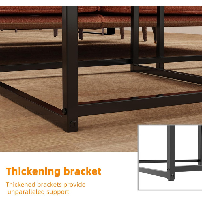 Журнальний столик FATIVO Чорний мармуровий стіл для вітальні Журнальний столик з 2 предметів, сучасний квадратний диван-столик з металевим каркасом для вітальні, великий 656540 см, малий 606034 см