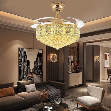 Безшумний вентилятор з лампою Кришталева люстра-вентилятор з підсвічуванням Сучасний стельовий вентилятор з підсвічуванням і світл