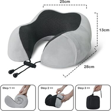 FANHOMAS Neck Pillow Airplane, Travel Pillow Memory Foam, U-shaped Travel Neck Pillow Neck Pillow Adults with Sleep Mask and Earplags Bring Along for Airplane Car Office - Grey (Gray), FANHOMAS Neck Pillow Airplane, Travel Pillow Memory Foam, U-shaped Tra