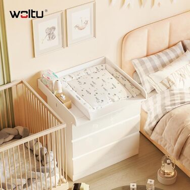 Пеленальний столик для дерев'яного комода, Пеленальний столик з перегородкою глибиною 48 см, Пеленальний столик для комода, Білий