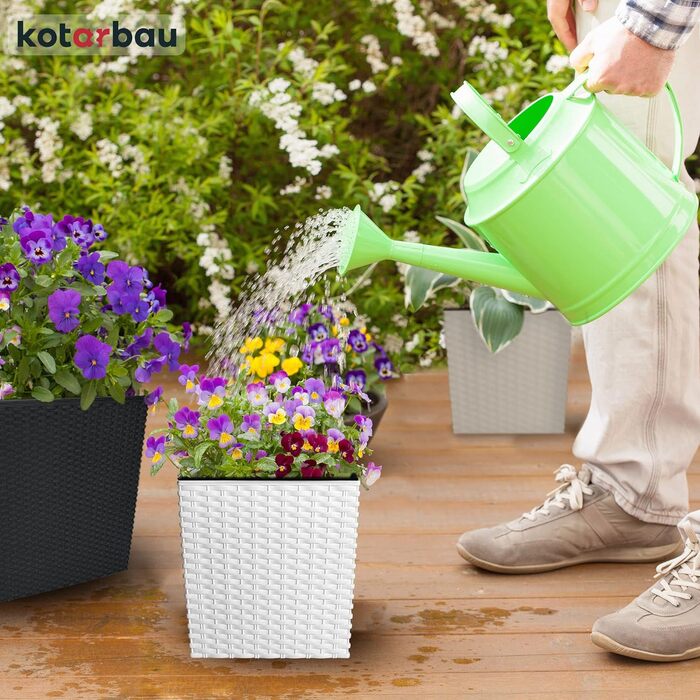 Горщики для квітів 9,8 л Висота 23 см Антрацит Пластиковий горщик для рослин з внутрішнім горщиком Набір горщиків для квітів під р