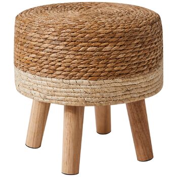 Пуф/підніжжя YMYNY з натуральної морської трави та соснових ніжок, сільський стиль, ручної роботи, для спальні, вітальні, для використання на вулиці, білий 323232 см HBD027W