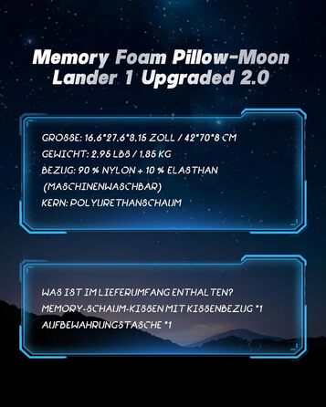 Подушка з піни з ефектом пам&39яті - Ергономічна подушка для шиї, подушка для голови для полегшення болю в шиї - Дихаюча та гіпоалергенна для всіх положень сну - 42x70x8 см Синього кольору
